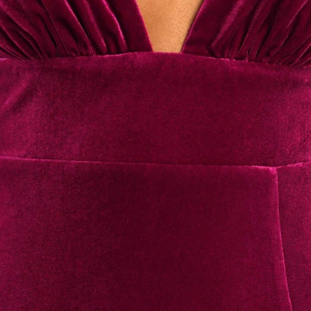 NWT Berry Pink Velvet Tie-Strap Maxi Dress SMALL - Picture 5 of 6